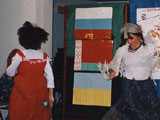 Наргиза и Масленица (её играет Лёша) пляшут типа русский народный танец
